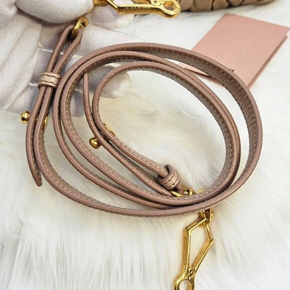 Miu Miu Matelassé Tan Leather Two-Way Bag - Picture 7 of 17